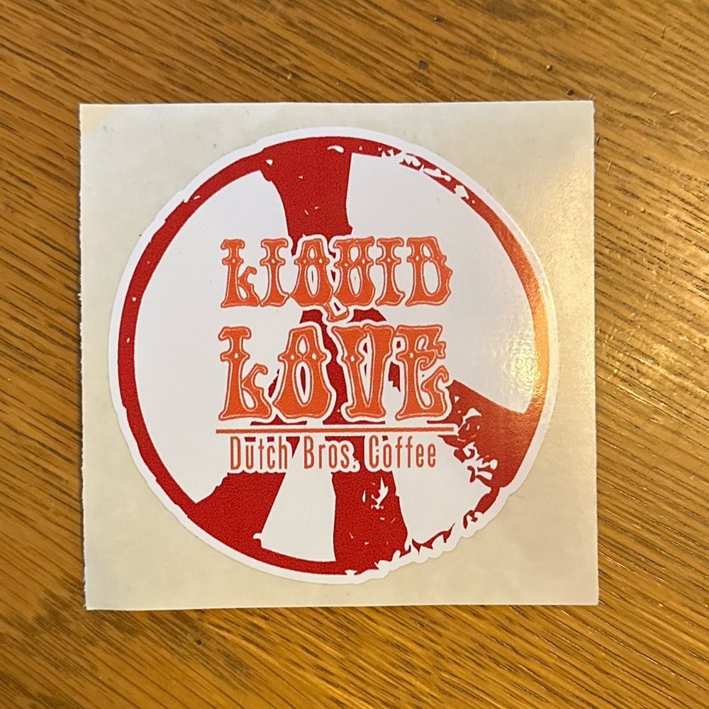 Dutch Bros Liquid Love Sticker - Bold Red and White